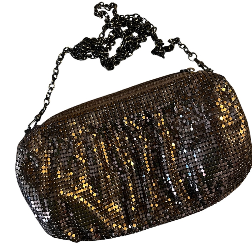Whiting and Davis Elegant Gold Tone Chain Link Shoulder or Crossbody Bag